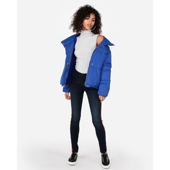 Express Mid Rise Side Stripe Jean Leggings - Picture 2 of 10